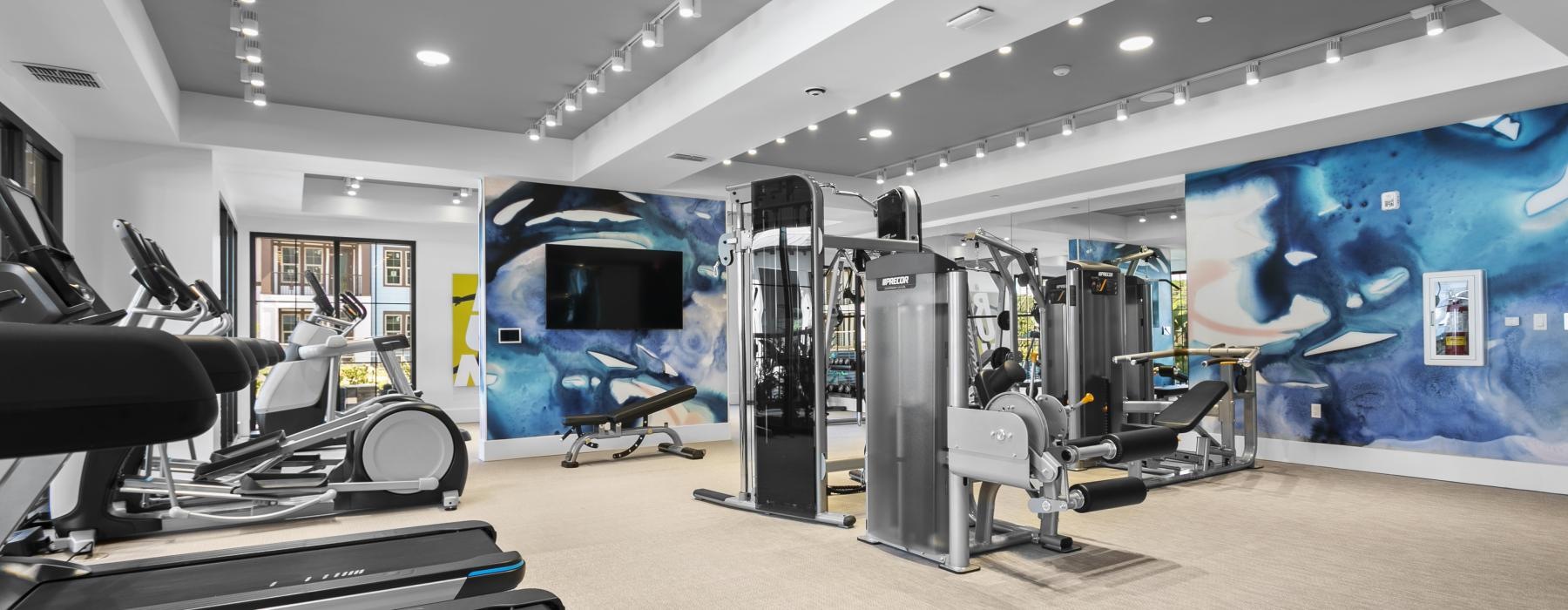 a gym with exercise equipment