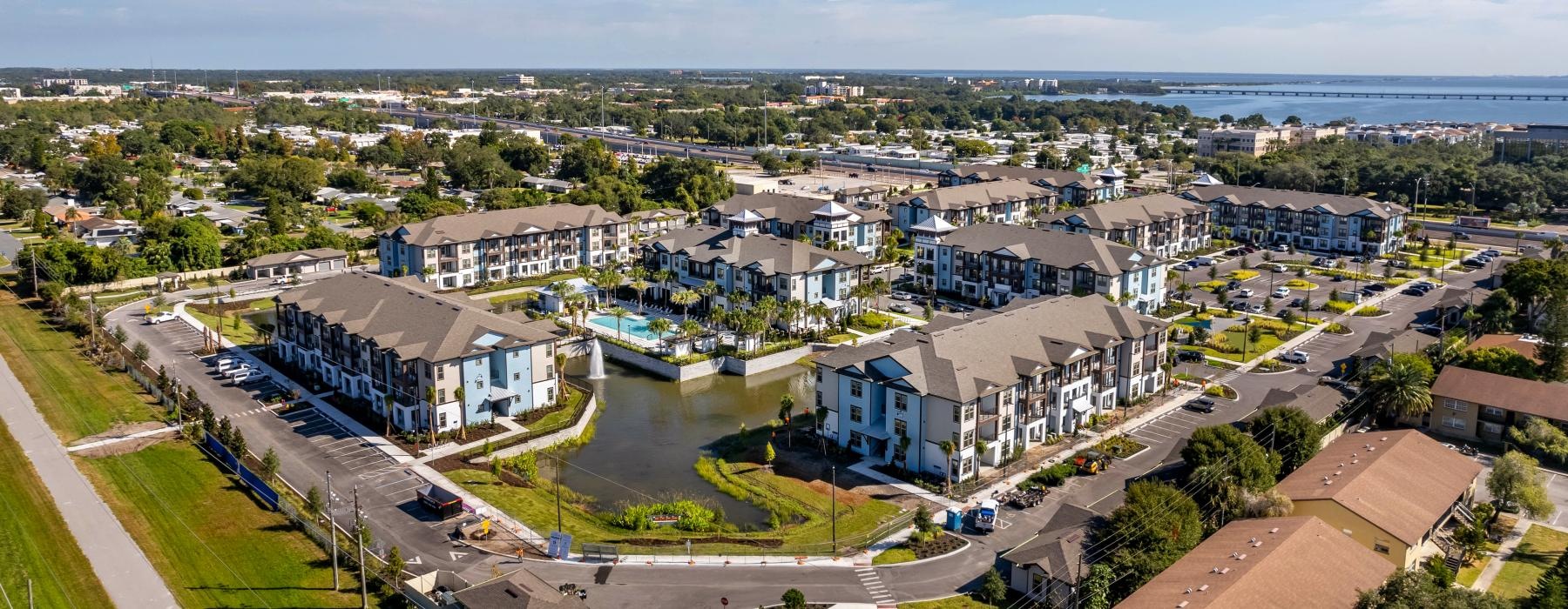 aerial view of an apartment complex