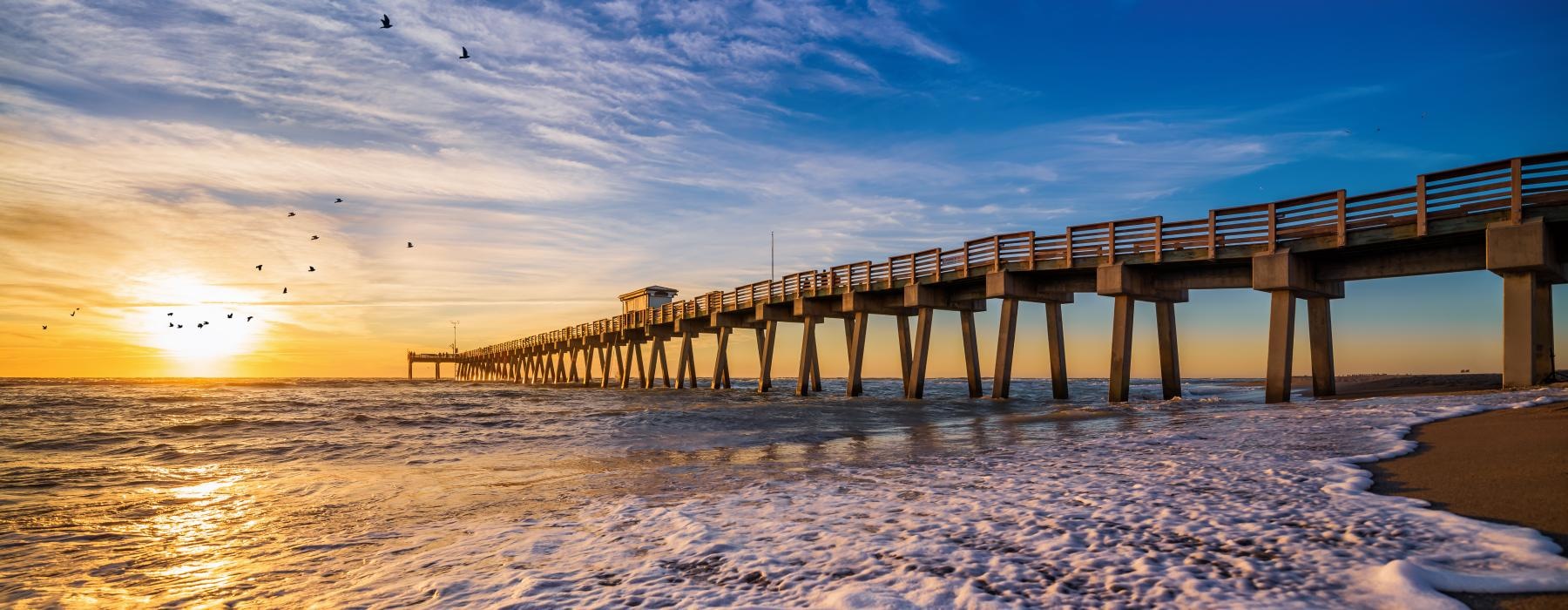 a long bridge over water